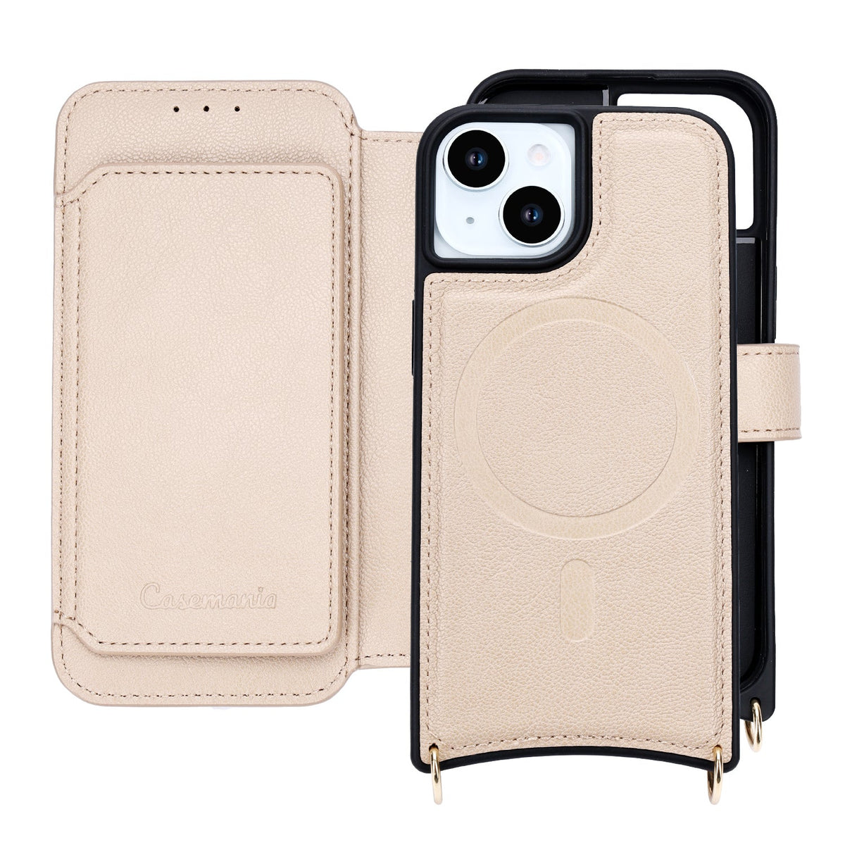 Apple iPhone 14 Case - Beige - CM Amsterdam Back Cover with Phone Strap