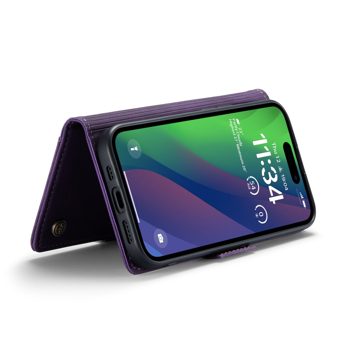 Apple iPhone 15 Hülle - Dark Purple - Portemonnaie-MagSafe-Klapphülle mit Kartenfach