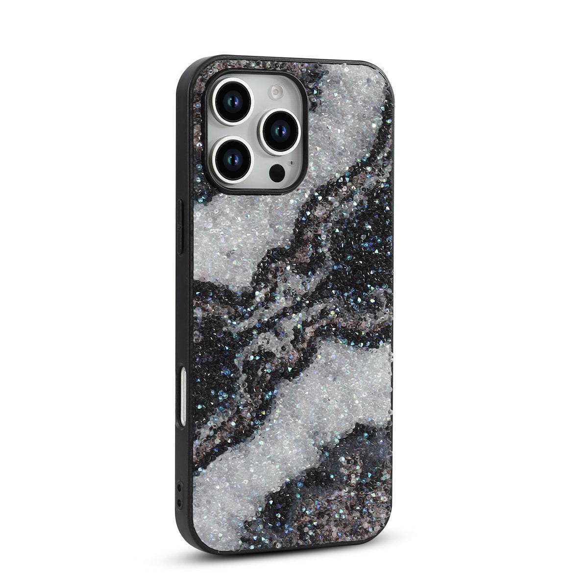 Apple iPhone 16 Pro Case - Black - Diamond Marble Glitter Back Cover