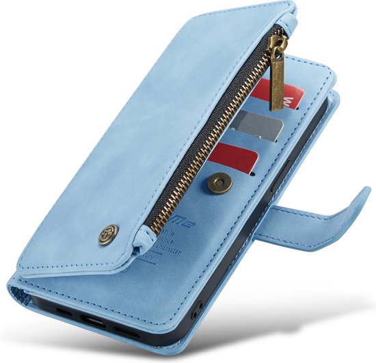 Apple iPhone 13 Case - Sky Blue - Luxury Wallet Case with Zipper