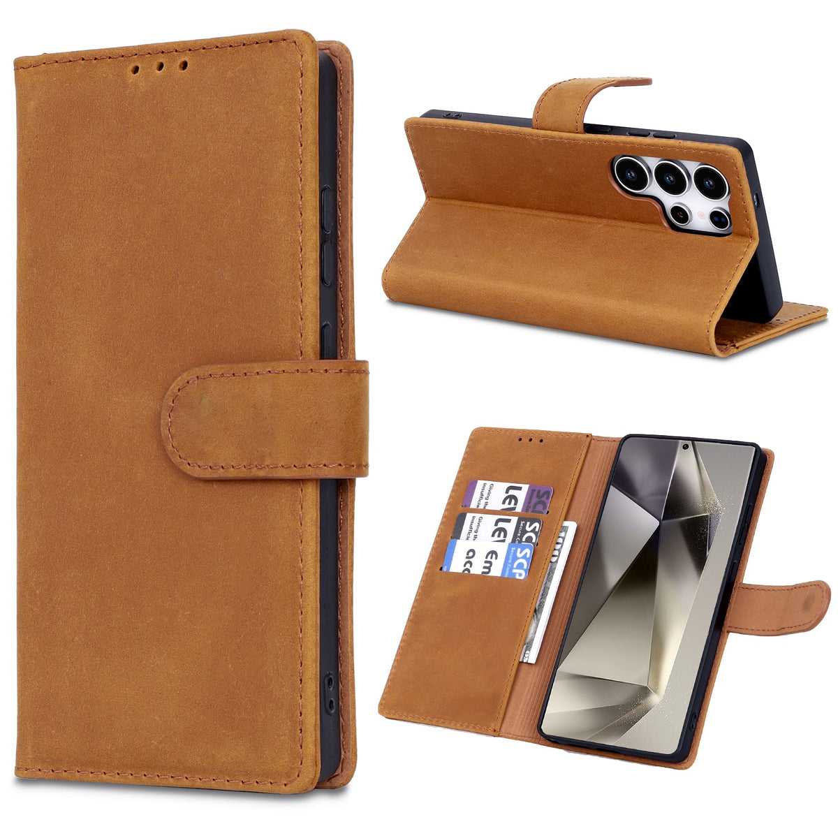 Samsung Galaxy S25 Ultra Case - Sienna Brown - Genuine Leather Wallet Case