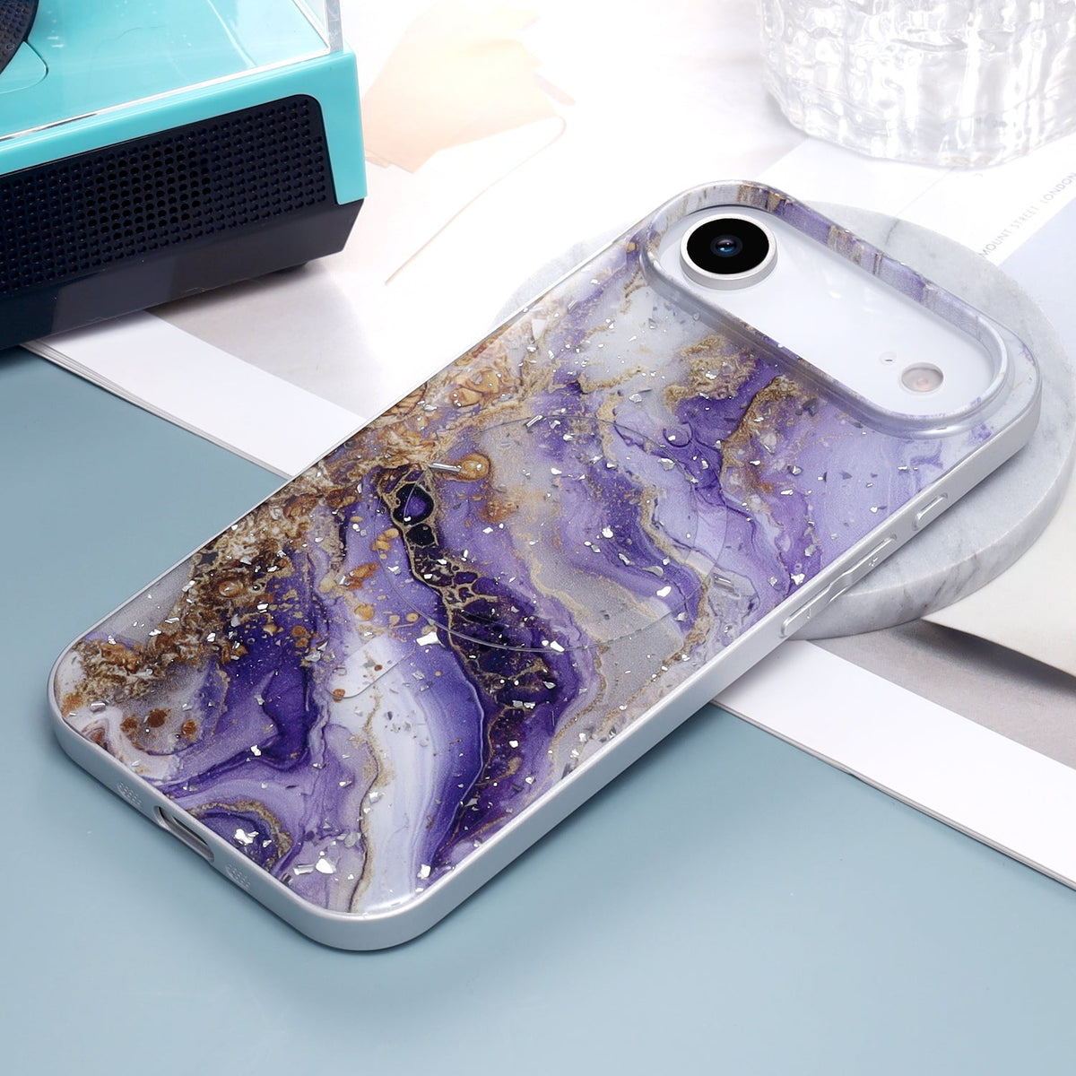 Apple iPhone Air Case - Purple - Marble Glitter MagSafe Back Cover