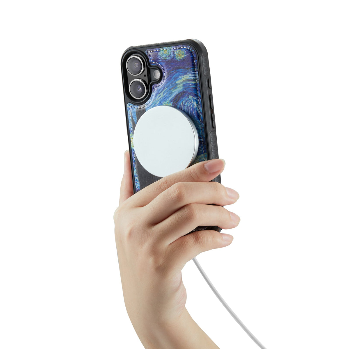 Coque Apple iPhone 17 - La Nuit étoilée - Étui arrière MagSafe en similicuir