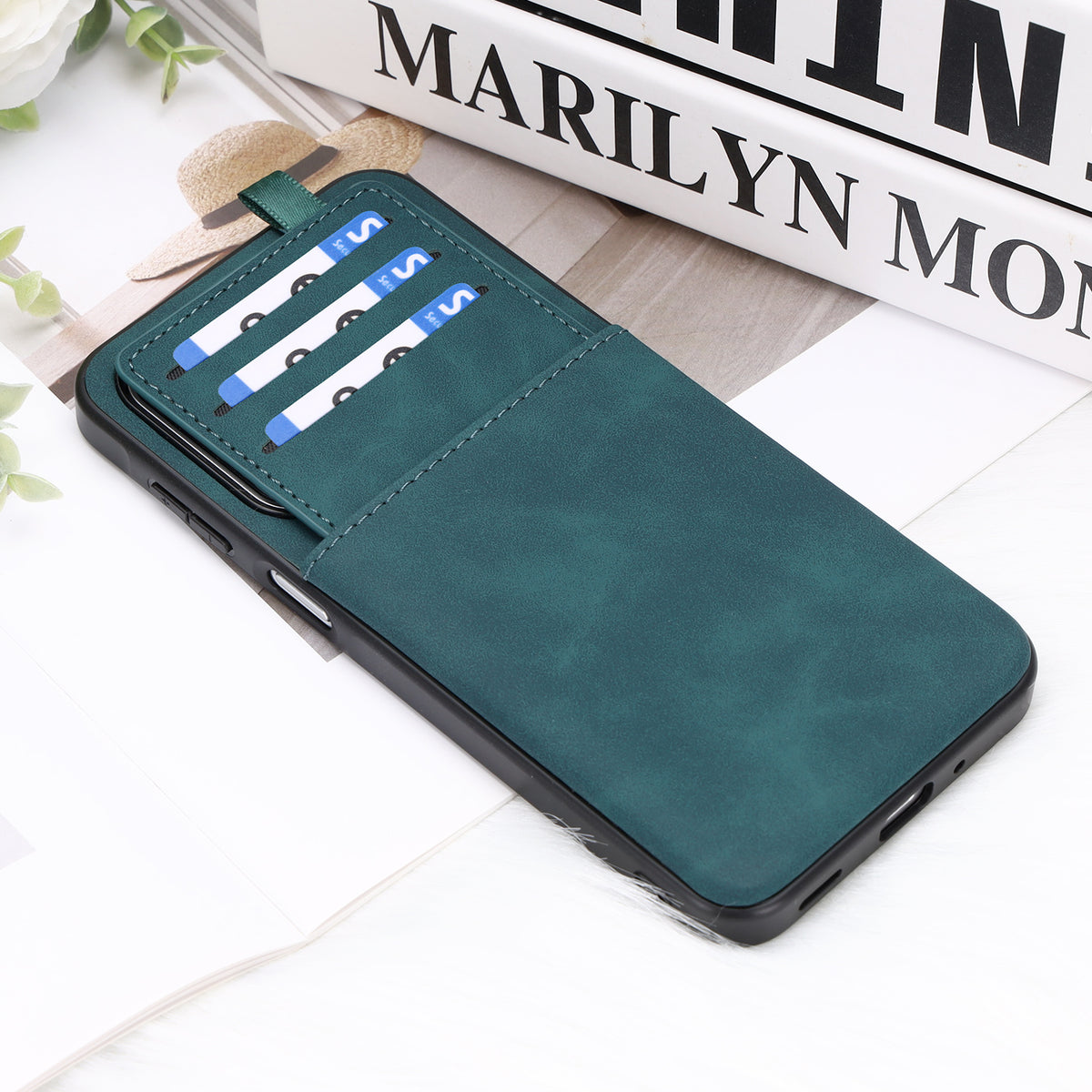 Samsung Galaxy S26 FE Hoesje - Emerald Green - Kunstleren Back Cover met Pull-Tab Pasjeshouder
