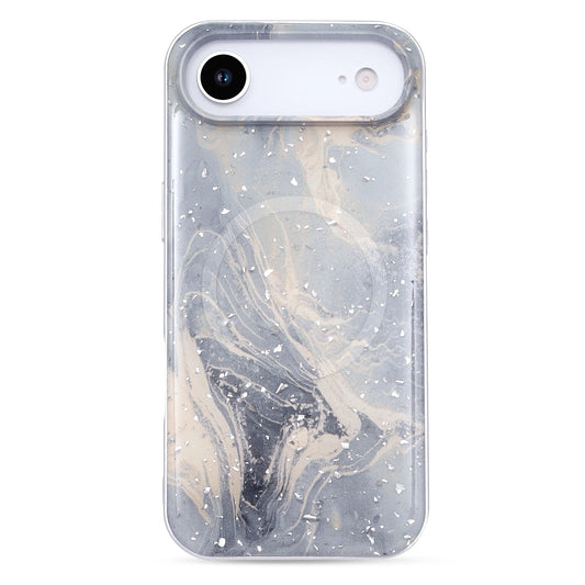 Apple iPhone Air Hoesje - Grijs - Marmer Glitter MagSafe Back Cover