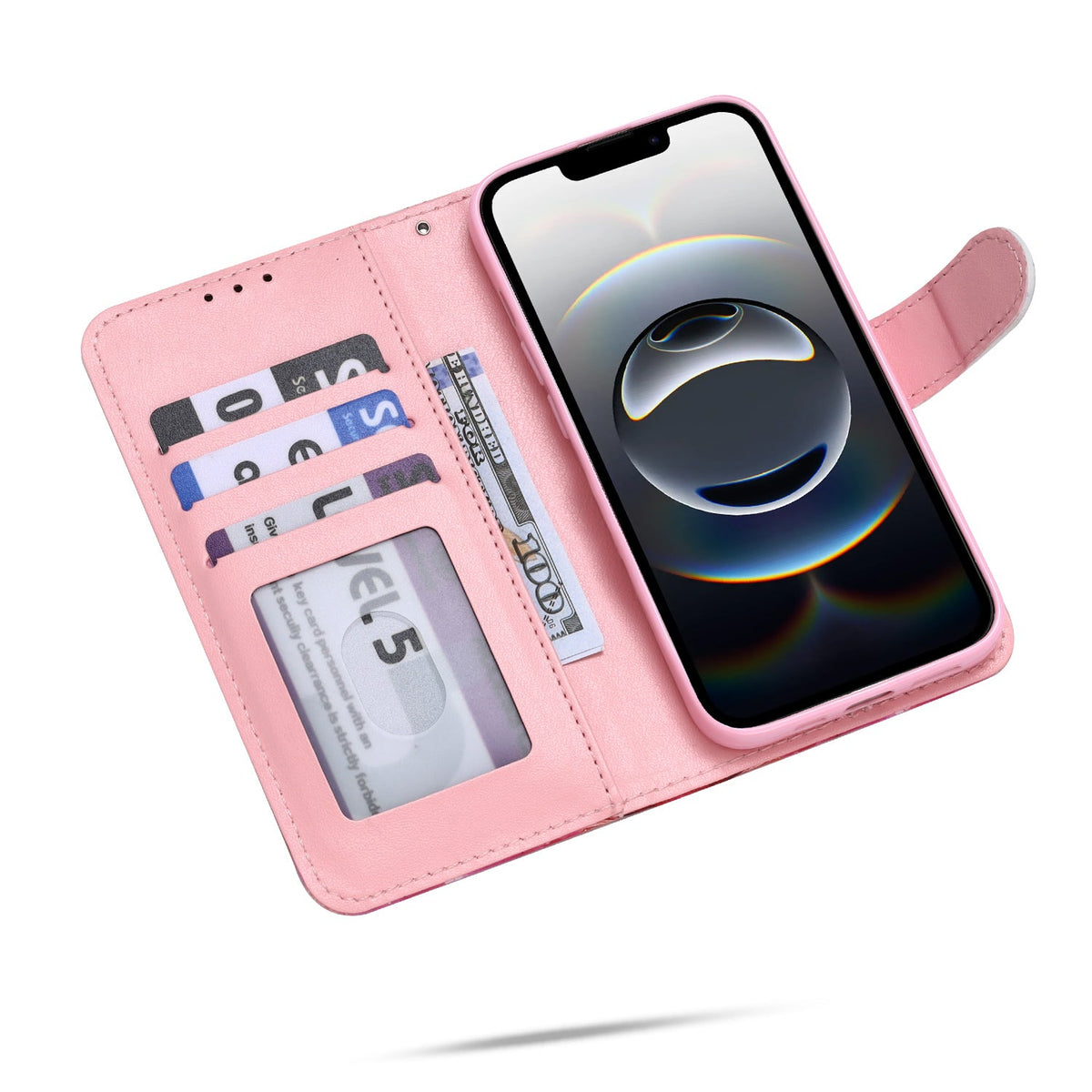 Apple iPhone 12 Hoesje - Roze Bloemen & Vlinders - Print Bookcase