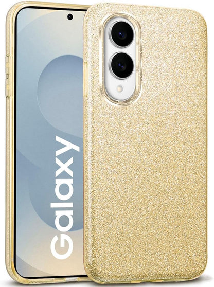 Samsung Galaxy S25 Edge Hoesje - Goud - Glitter Back Cover