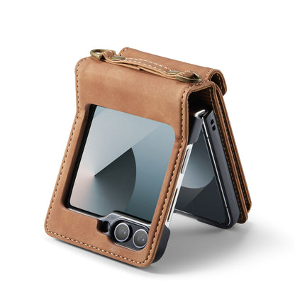 Samsung Galaxy Z Flip 7 FE Case - Sienna Brown - Wallet Case with Phone Strap