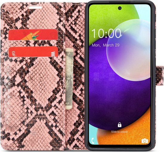 Samsung Galaxy A52 / A52S Hoesje - Roze - Slangen Bookcase