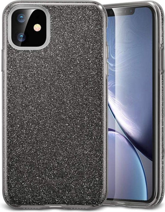 Apple iPhone 12 Mini Hoesje - Zwart - Glitter Back Cover
