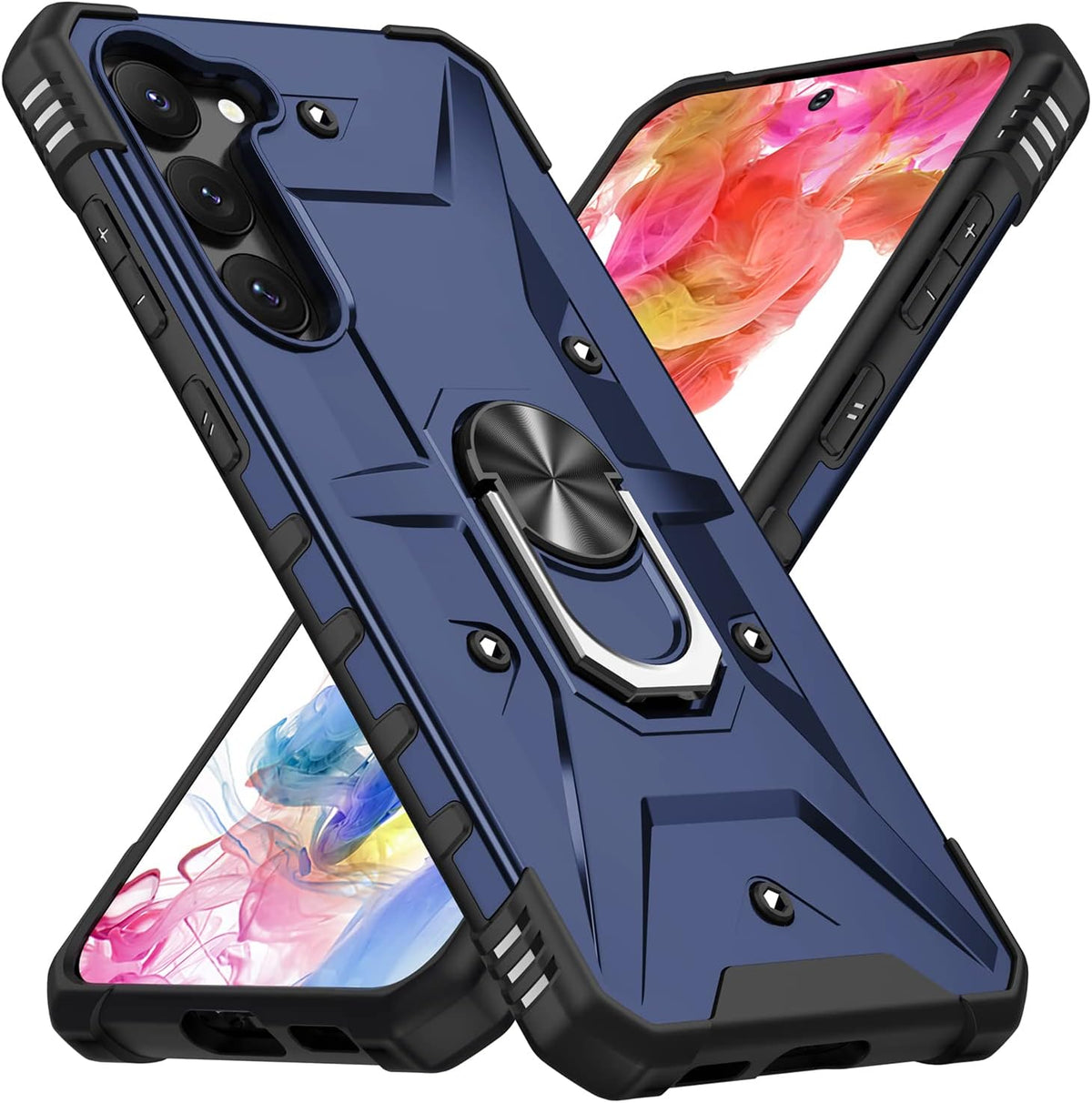 Samsung Galaxy A15 Hoesje - Blauw - Armor Kickstand Back Cover