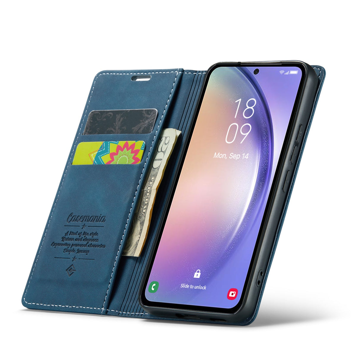 Samsung Galaxy A14 4G Hoesje - Navy Blue - Dunne Bookcase