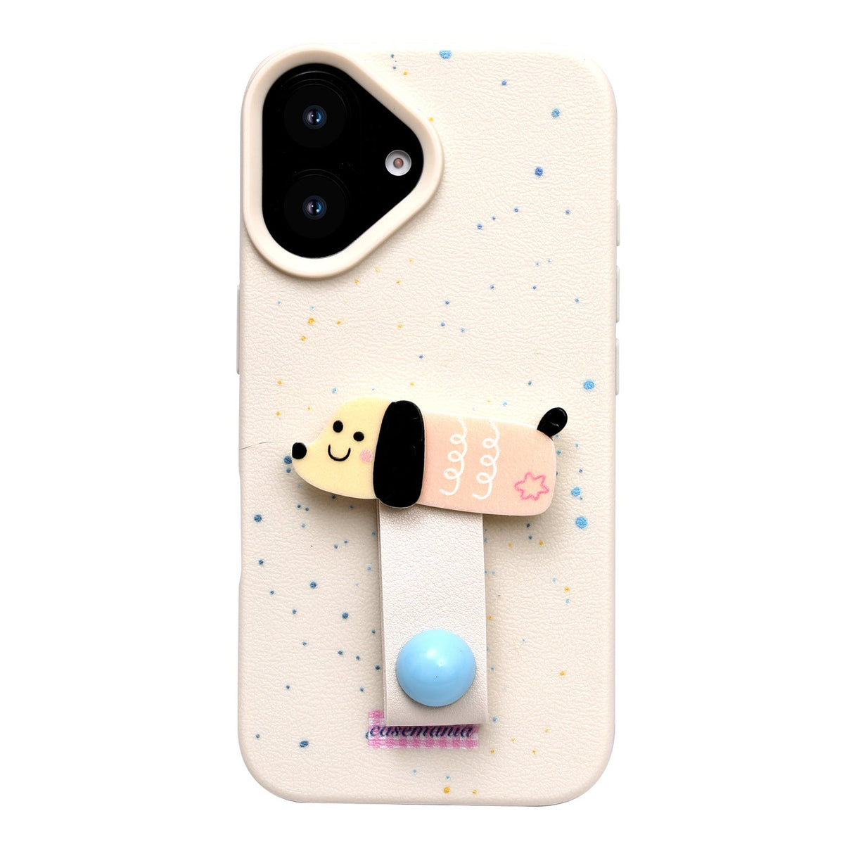 Apple iPhone 16 Hülle - Beige Welpe - Silikon Backcover mit Fingerhalter
