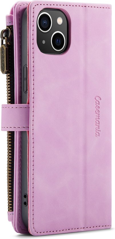 iPhone 14 Hoesje - Pastel Lila - Luxe Bookcase met Rits