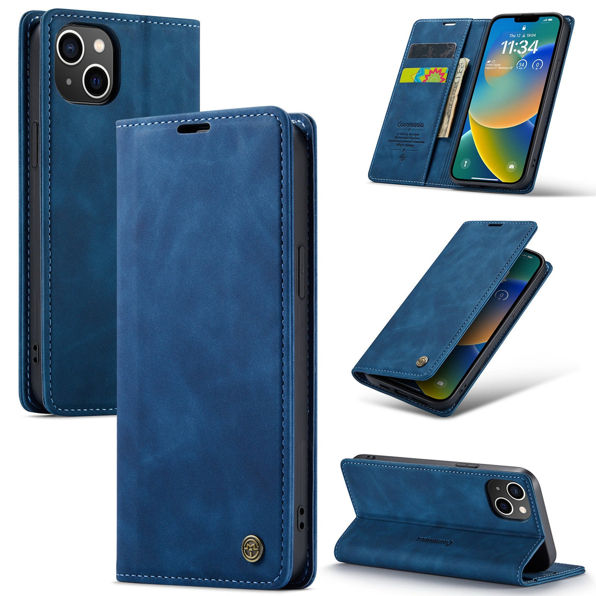 iPhone 15 Hoesje - Navy Blue - Dunne Bookcase
