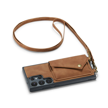 Samsung Galaxy S23 Ultra Case - Sienna Brown - Luxury Back Cover with Phone Strap
