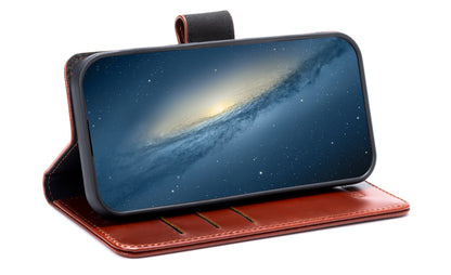 Samsung Galaxy S25 FE Hoesje - Chestnut Brown - Echt Leren Bookcase