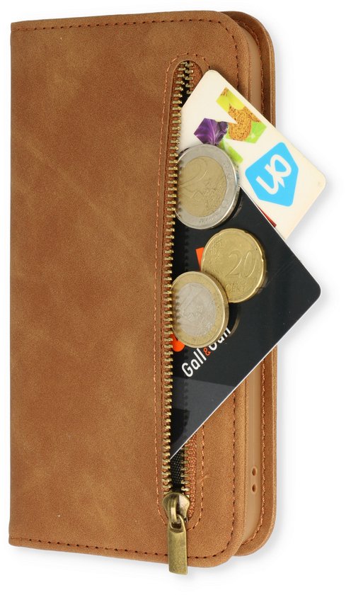 Samsung Galaxy S23 Plus Hoesje - Sienna Brown - Luxe Bookcase met Rits