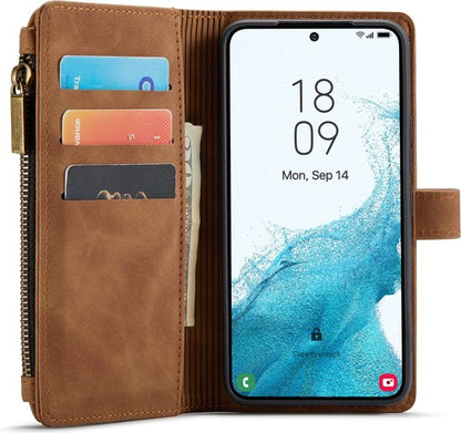 Samsung Galaxy S23 Plus Hoesje - Sienna Brown - Luxe Bookcase met Rits