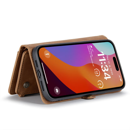 Apple iPhone 15 Pro Hoesje - Sienna Brown - Luxe Portemonnee MagSafe Bookcase met Rits en Telefoonkoord