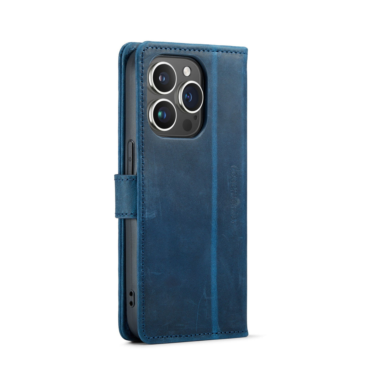 Apple iPhone 14 Pro Hoesje - Blauw - Echt Leren Bookcase
