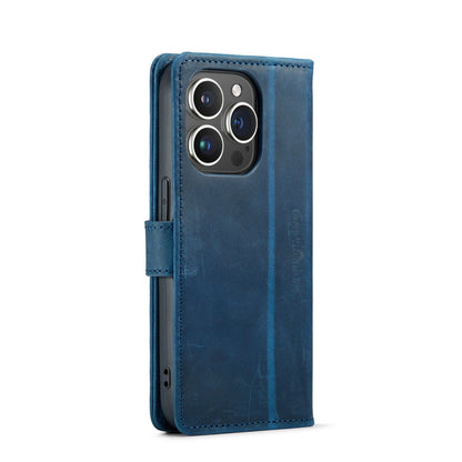 Apple iPhone 14 Pro Hoesje - Blauw - Echt Leren Bookcase
