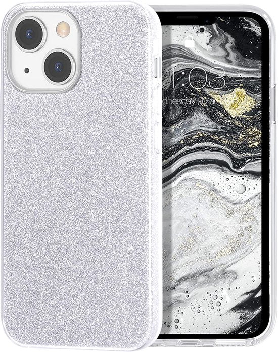 iPhone 13 Mini Case - Silver - Glitter Back Cover