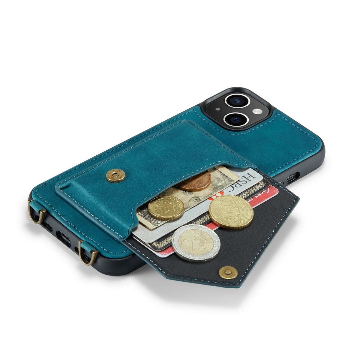 Apple iPhone 14 Hoesje - Emerald Green - Luxe Back Cover met Telefoonkoord
