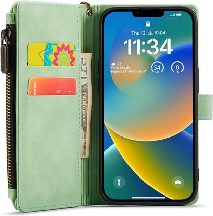 iPhone 14 Hoesje - Pistache Green - Luxe Bookcase met Rits