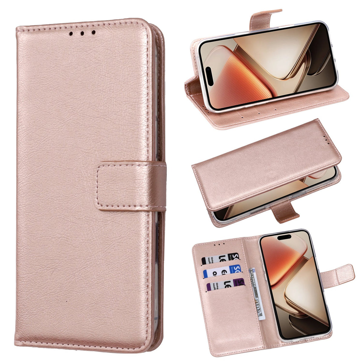 Xiaomi Redmi 15C Hülle - Roségold - Marmor Geldbörse Buchhülle