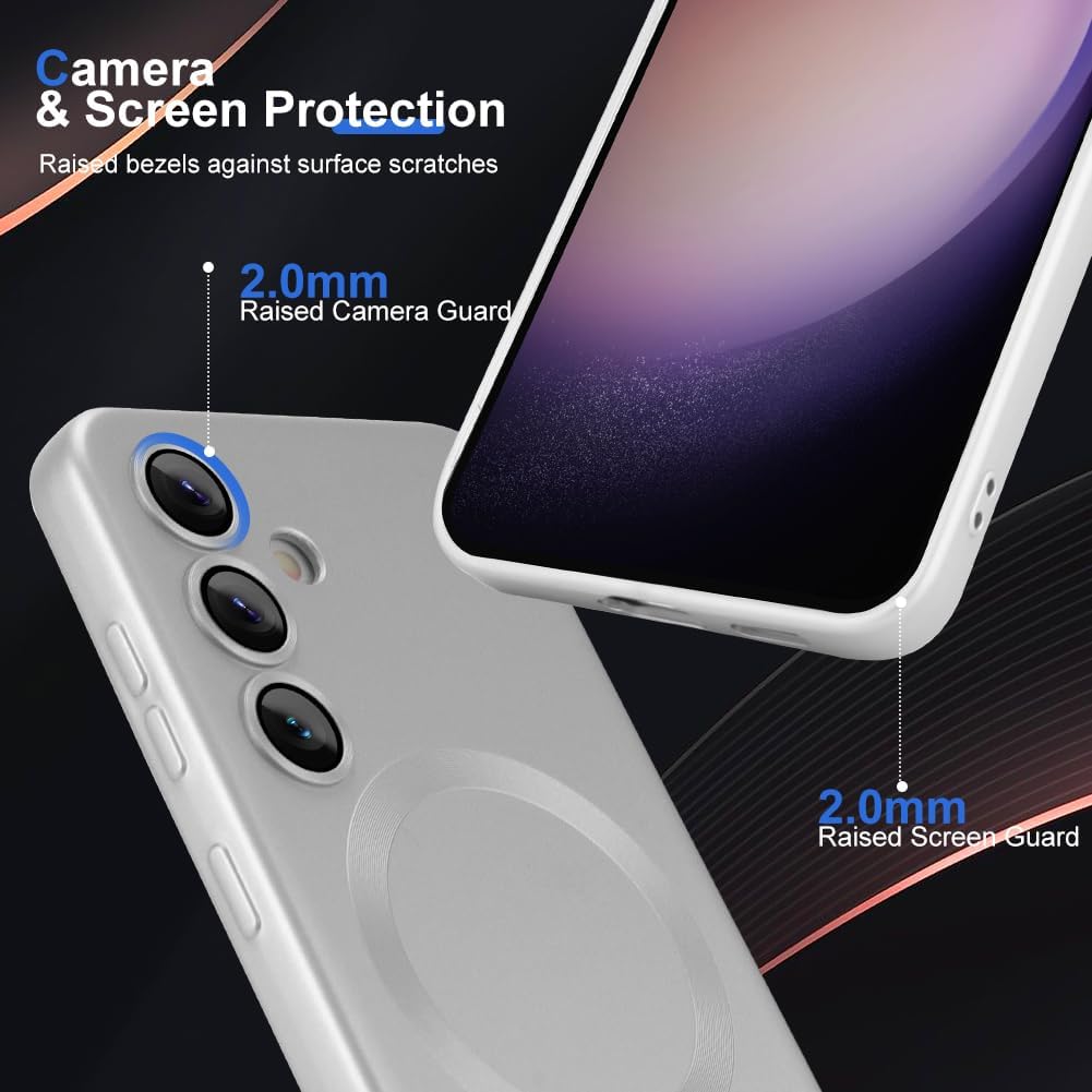 Samsung Galaxy S24 Hoesje - Zilver - Matte Siliconen MagSafe Back Cover