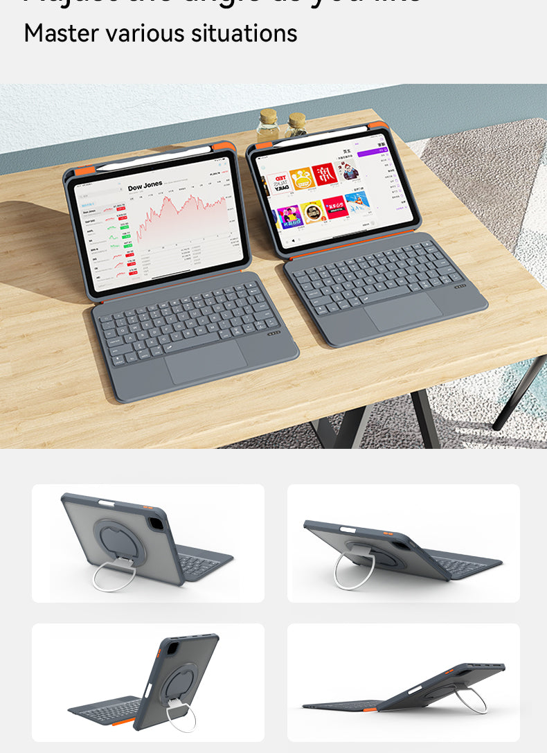 iPad Air 11-inch (2024/2025/2026) - Grey - Split Keyboard Case with Rotating + Touchpad + Backlight