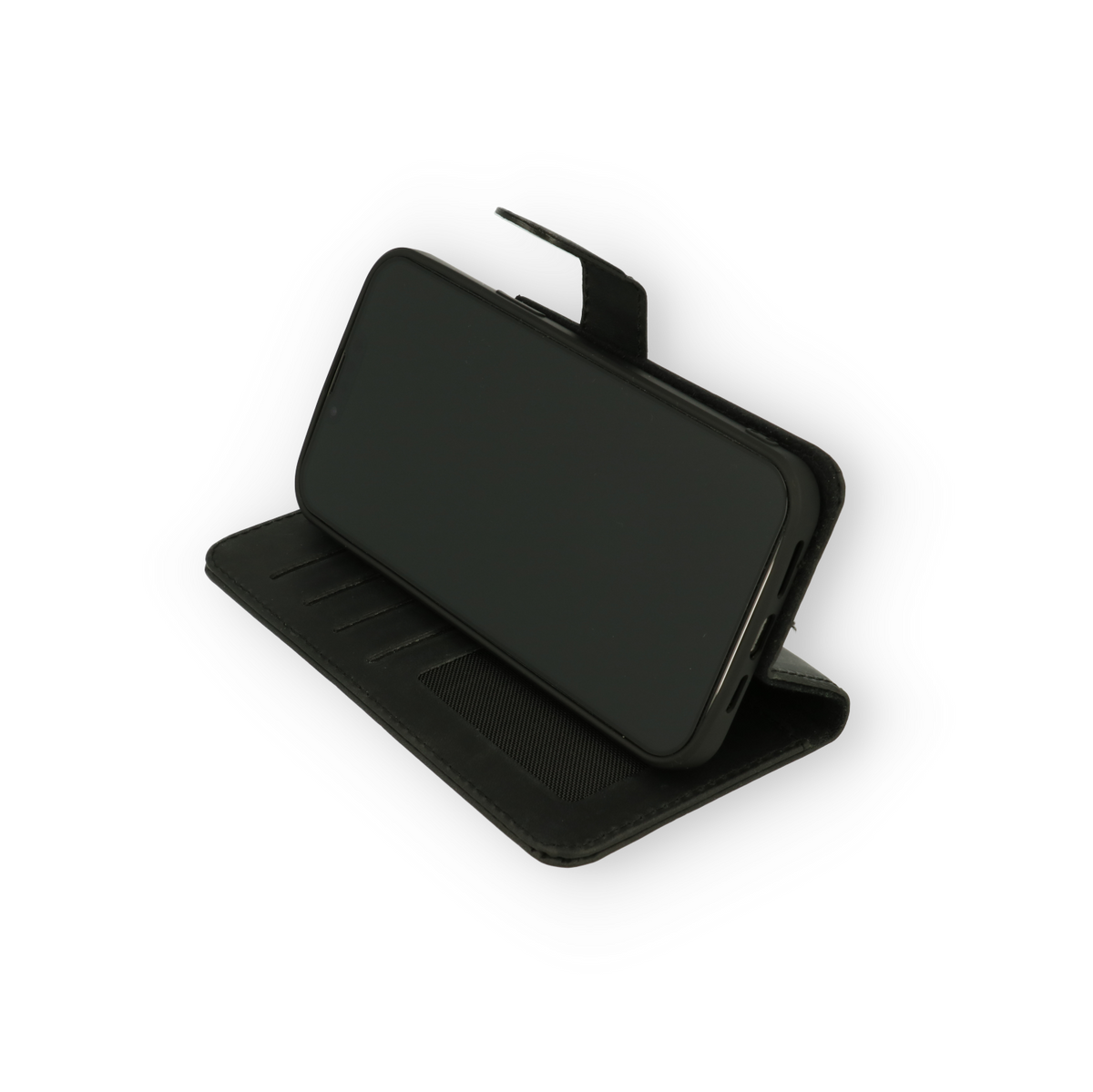 Apple iPhone 12 Pro Max Case - Black - Genuine Leather Wallet Case