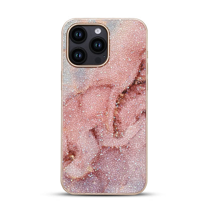 Apple iPhone 15 Pro Max Hoesje - Roze - Diamant Marmer Glitter Back Cover