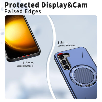 Samsung Galaxy S26 Ultra Hoesje - Donker Blauw - Siliconen Ring Kickstand Back Cover