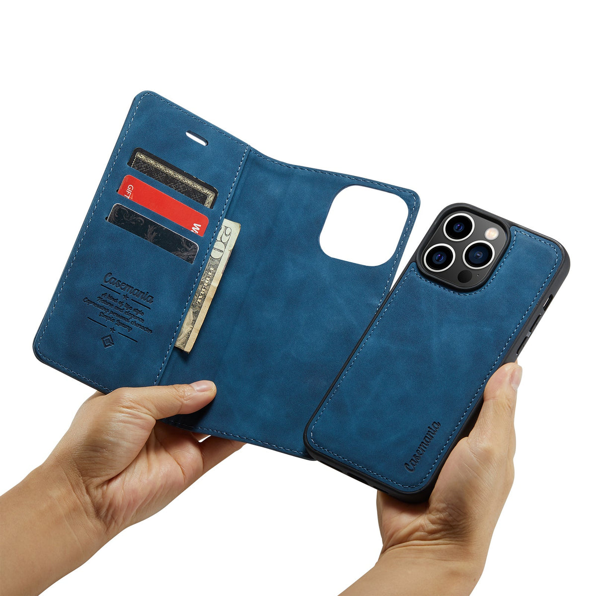 Apple iPhone 15 Pro Hoesje - Navy Blue - 2 in 1 Bookcase