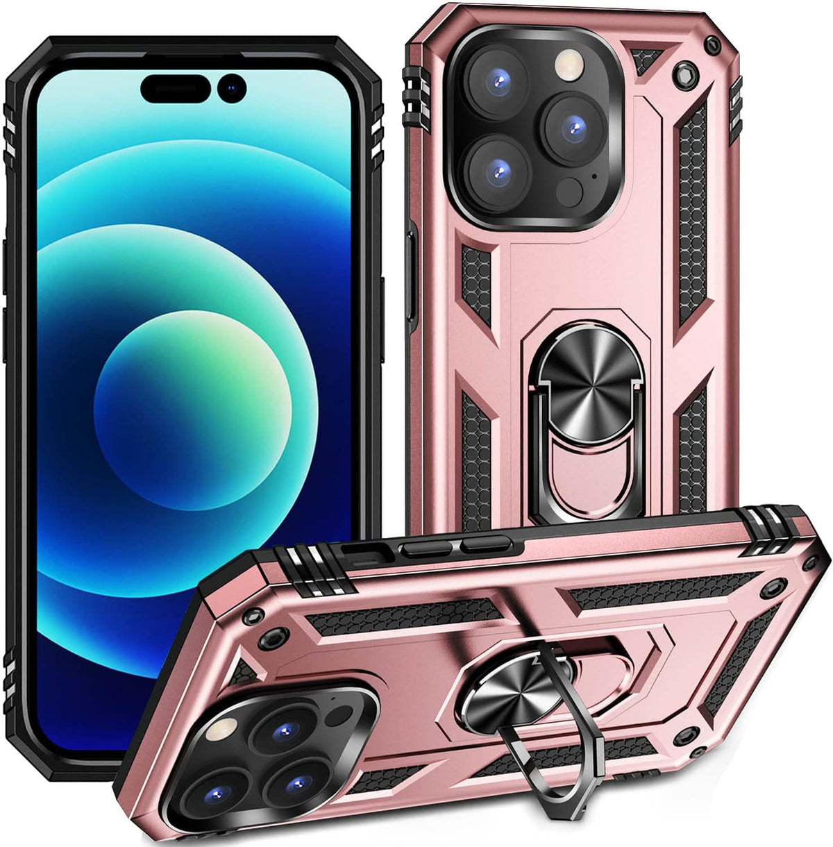 Apple iPhone 15 Pro Max Hoesje - Rosegoud - Armor Kickstand Back Cover