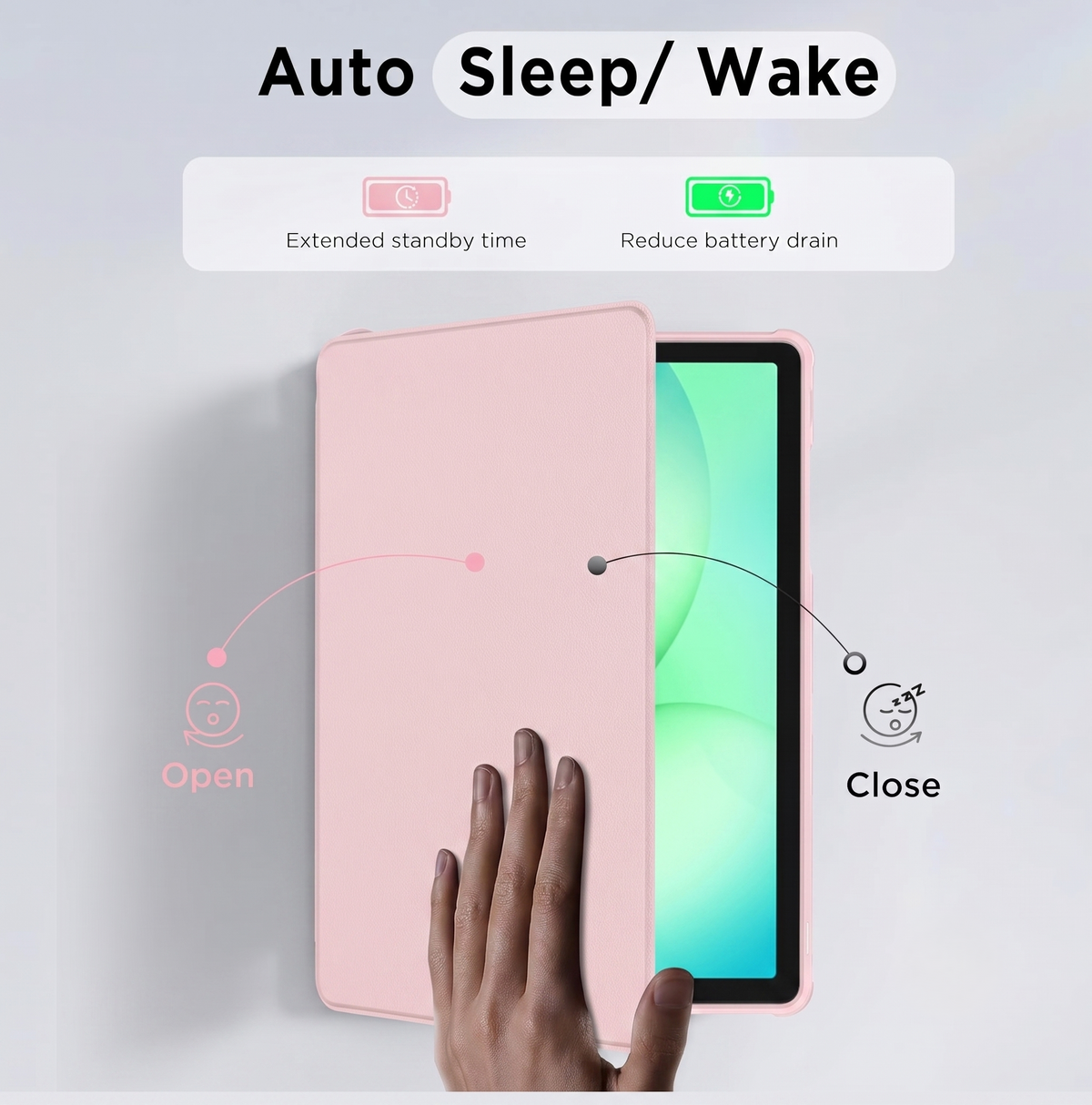 Samsung Galaxy Tab A11 Plus / A9 Plus Tablet-Hülle - Rosa - 360° drehbares Tablet-Cover mit transparenter Rückseite