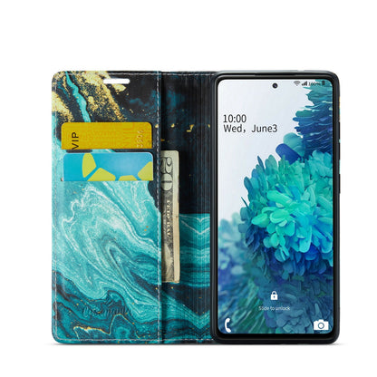 Samsung Galaxy A23 Hülle - Blue Aquamarine - Marmor Klapphülle mit Kartenfach