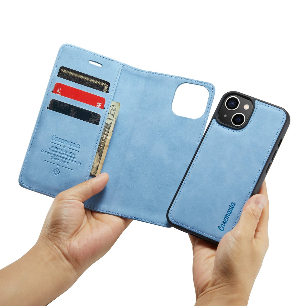 iPhone 15 Hoesje - Sky Blue - 2 in 1 Bookcase