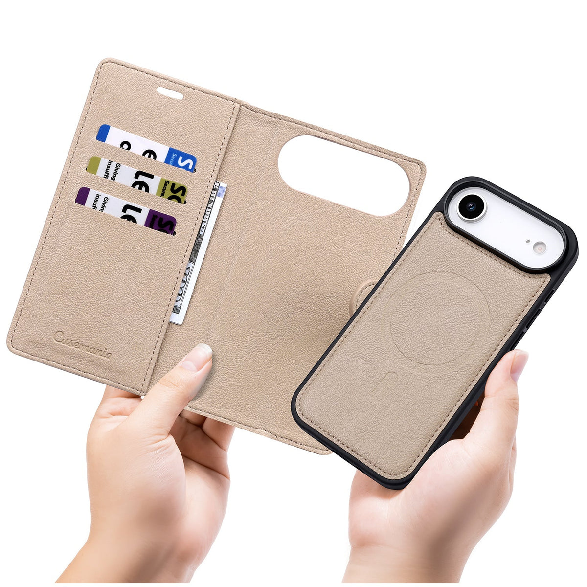 Apple iPhone Air Hoesje - Soft Beige - 2 in 1 MagSafe Bookcase