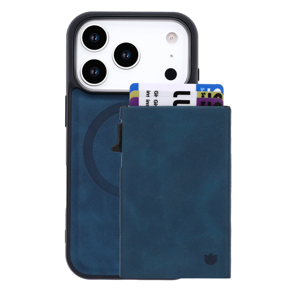 Apple iPhone 17 Pro Hülle - Navy Blue - MagSafe Backcover mit ausziehbarem Kartenfach