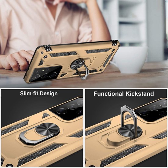Samsung Galaxy S22 Ultra Case - Gold - Armor Kickstand Back Cover
