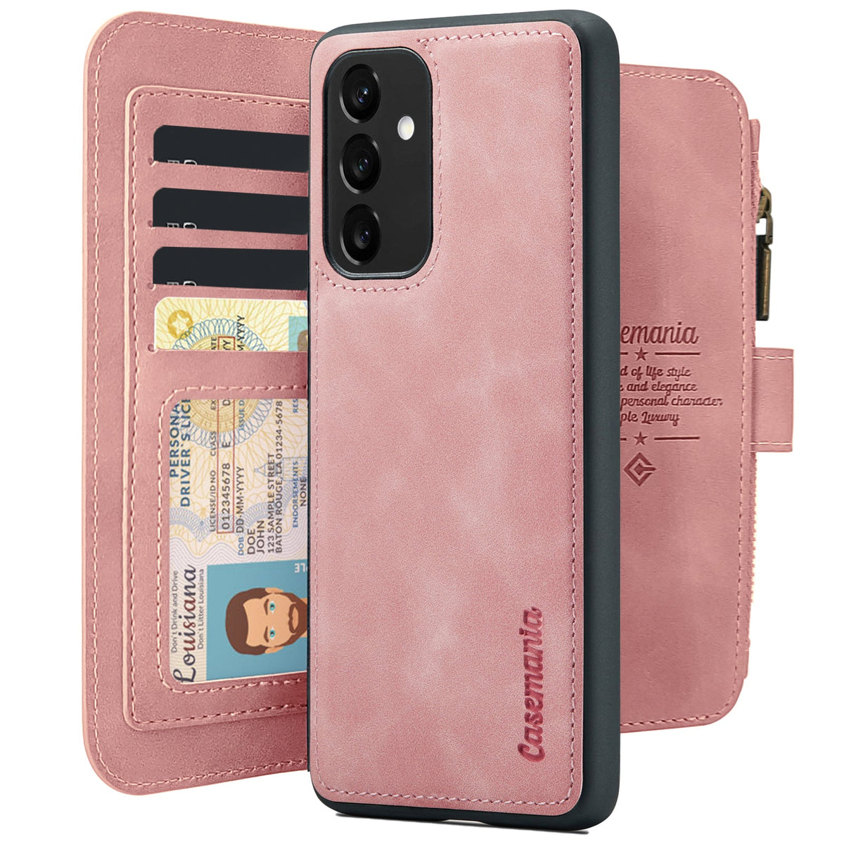 Samsung Galaxy A15 5G Hoesje - Pale Pink - Luxe Bookcase met Rits