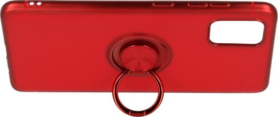 Samsung Galaxy A51 Hoesje - Rood - Siliconen Ring Kickstand Back Cover