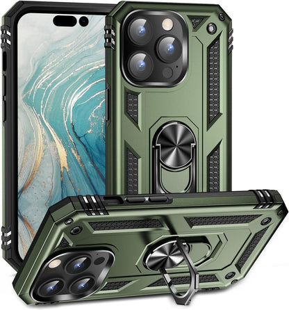 Apple iPhone 15 Pro Hülle - Grün - Armor-Ständer-Backcover