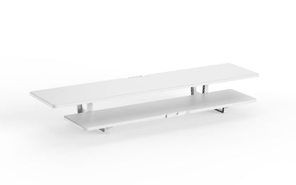 Casemania Monitorstandaard met Telefoonhouder - Wit - Beeldscherm Verhoger voor 2 Monitoren - Tweelaags Monitor Standaard met Opbergplank - Extra Brede Bureauverhoger - Beeldschermstandaard - Bureau Organizer voor Thuiswerkplek en Kantoor