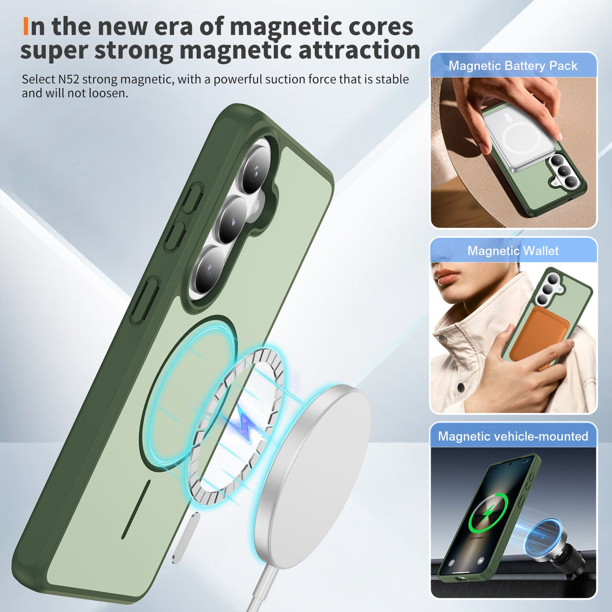 Samsung Galaxy A57 Hoesje - Groen - Minimalistic MagSafe Back Cover