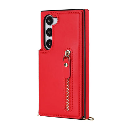 Coque Samsung Galaxy S23 Plus - Rouge - Étui arrière de luxe avec cordon et fermeture éclair