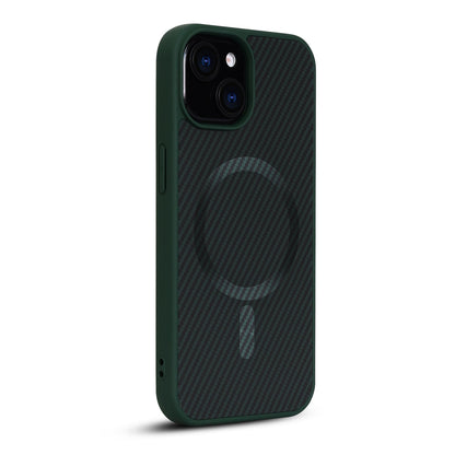 Apple iPhone 15 Plus Hoesje - Groen - Carbon MagSafe Back Cover